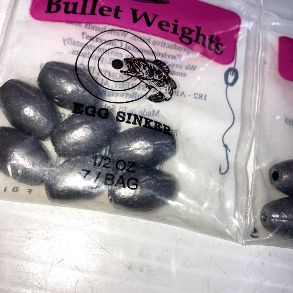 Bullet Weights Egg Sinker 2- 7pks 1/2oz, 2- 8pks 3/8oz new Foto 2 de 4