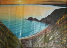 Large impressionist oil painting landscape seascape