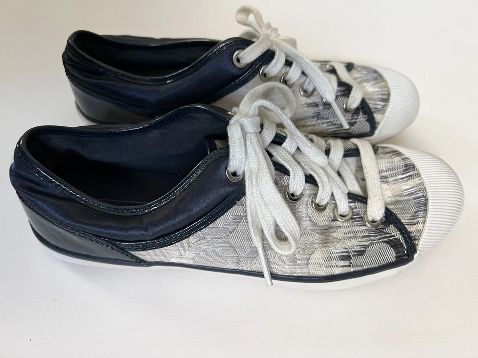 COACH "ZORRA" Navy Blue Signature C Canvas Sneaker Tennis Shoe 7B - Image 4 of 4