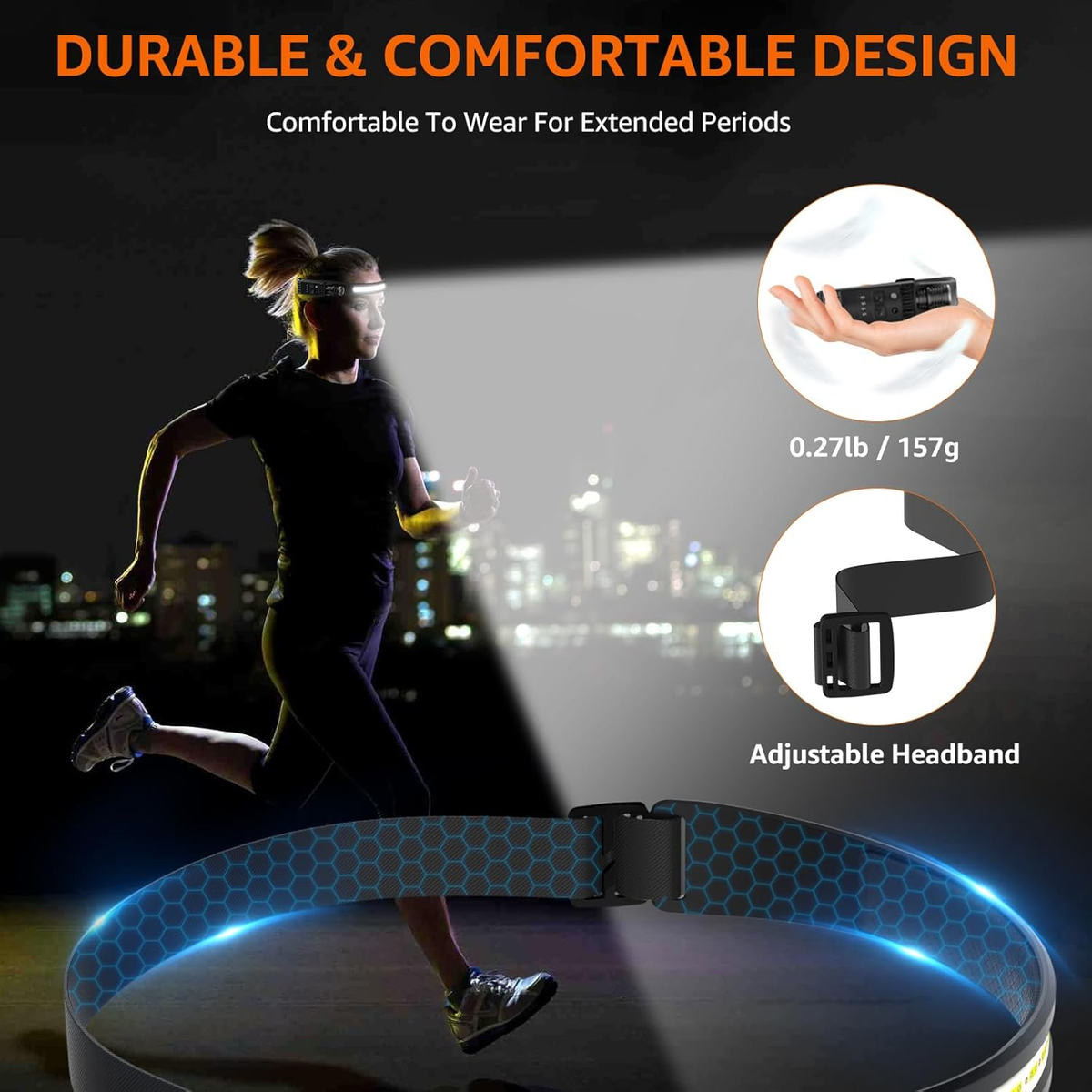 Head Torch Rechargeable [2 Pack], 400 Lumen Waterproof LED Headlamp With Motion Sensor, 230° Headband Light, 5 Lighting Modes, Long Runtime