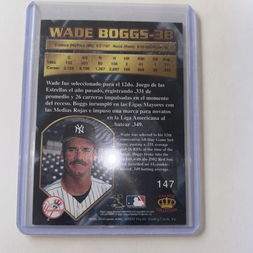 1997 Pacific Crown Collection - #147 Wade Boggs - Image 2 of 2