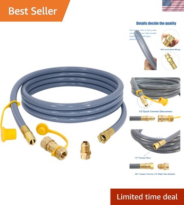 CSA Certified 12ft 1/2-inch Natural Gas Hose for Reliable BBQ & Patio Heating