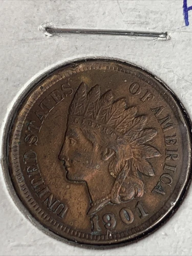 1901 Indian Head Cent AU Four Diamonds
