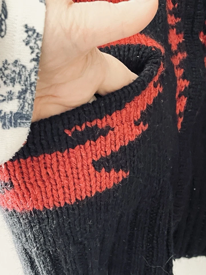 Cárdigan Suéter Mezcla Angora Azteca Fair Isle Cremallera Para Mujer Evan Picone Talla XL Foto 4 de 4