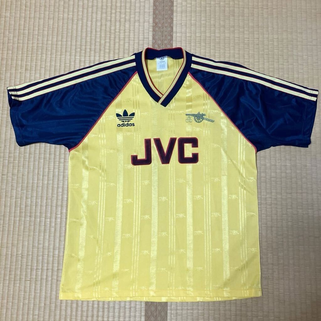 復刻　adidas JVC サッカーシャツ Mサイズ Arsenal 1988-91 Away Sz 42-44 Football Shirt Jersey LONDON Vintage