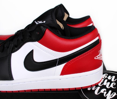 Nike Air Jordan 1 Retro Low Bred Toe Black Gym Red White UK 5 6 7 8 9 10 US New - Picture 4 of 12