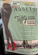 Assets by Spanx Reversible Shaping Tights Flipside Diamond Black Size 2 NWT