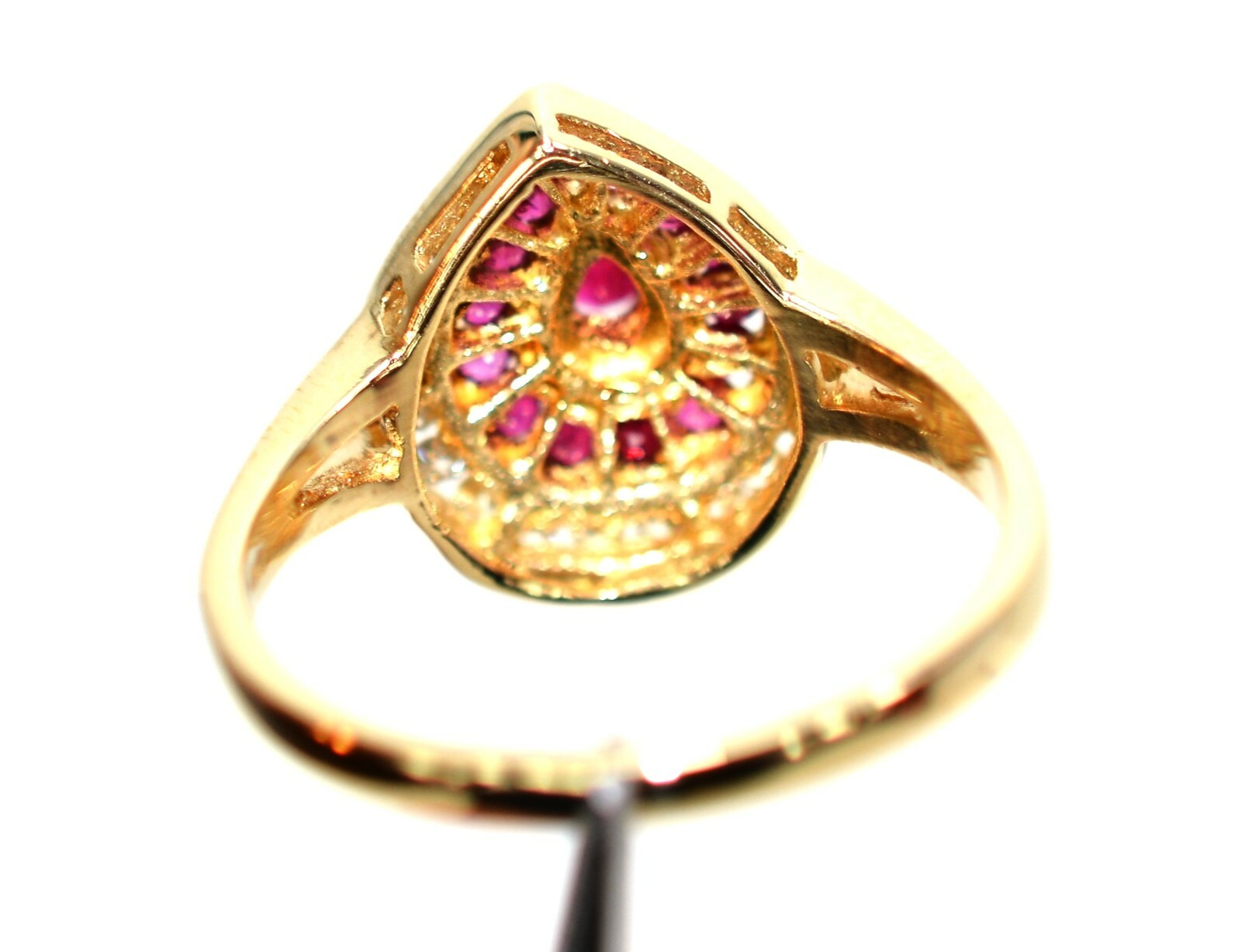 Natural Ruby & Diamond Ring 14K Solid Gold .71tcw… - image 7