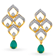 Diamond Earring,Stud Earring, Emerald Earring,Handmade Earring Earring for Women