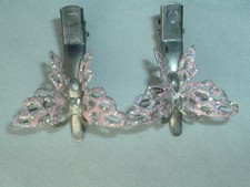 GIRLS PINK GLITTER BUTTERFLY METAL HAIR CLIP SET HAIR ACCESSORY