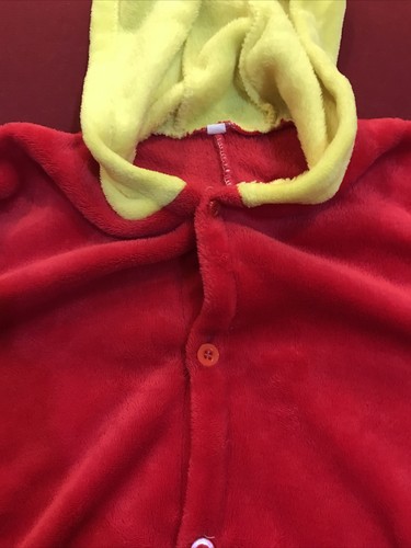 Winnie The Pooh CHILD 1 piece yellow red button up hooded back zipper size 7/8/9 - Picture 11 of 12