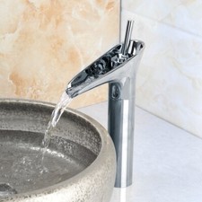Polished Chrome Bathroom Basin Faucet Waterfall Spout Vessel Sink Mixer Tap