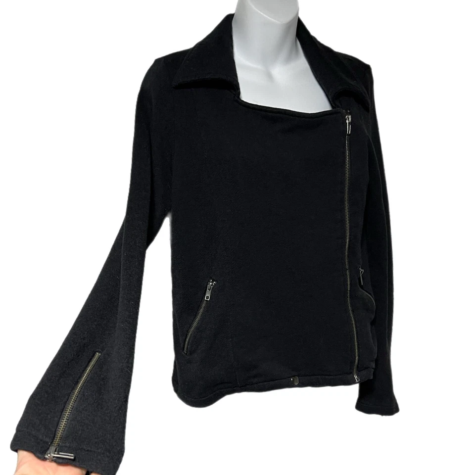 Silence + Noise Negro Cremallera Asimétrica Moto Sudadera Chaqueta Grande Foto 2 de 4