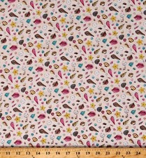 58" Cotton Seashells Beach Ocean Sand Dollars Fabric Print by the Yard D468.26