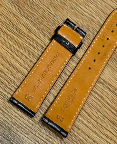 Genuine Original Longines Matt Black Leather Strap 20mm 18mm 20/18 L682120102 - Picture 6 of 7