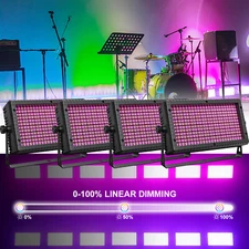 4X Wall Wash Light DMX Strobe RGB Beam 288LED Stage Effect Lighting DJ Party KTV