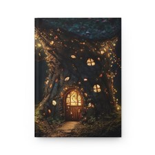 Hardcover Journal Matte Fairy house in the woods/nature