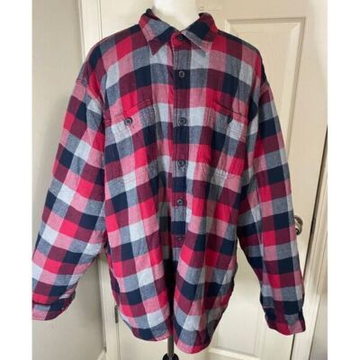 Wrangler Men's Fleece-Lined Plaid Flannel Shirt Red Navy Gray Casual Warm