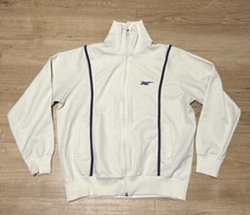 Vintage 80s Small ASICS Track Jacket JAPAN 1980s Cream Purple Red 20.5x21.75