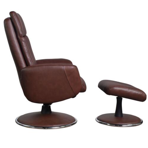 The Dakota Swivel Recliner Chair in Chestnut Genuine Leather and Match base. - Picture 2 of 4