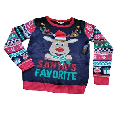 NWT No Boundaries Juniors Christmas Sweater, Jingle bells, Size L