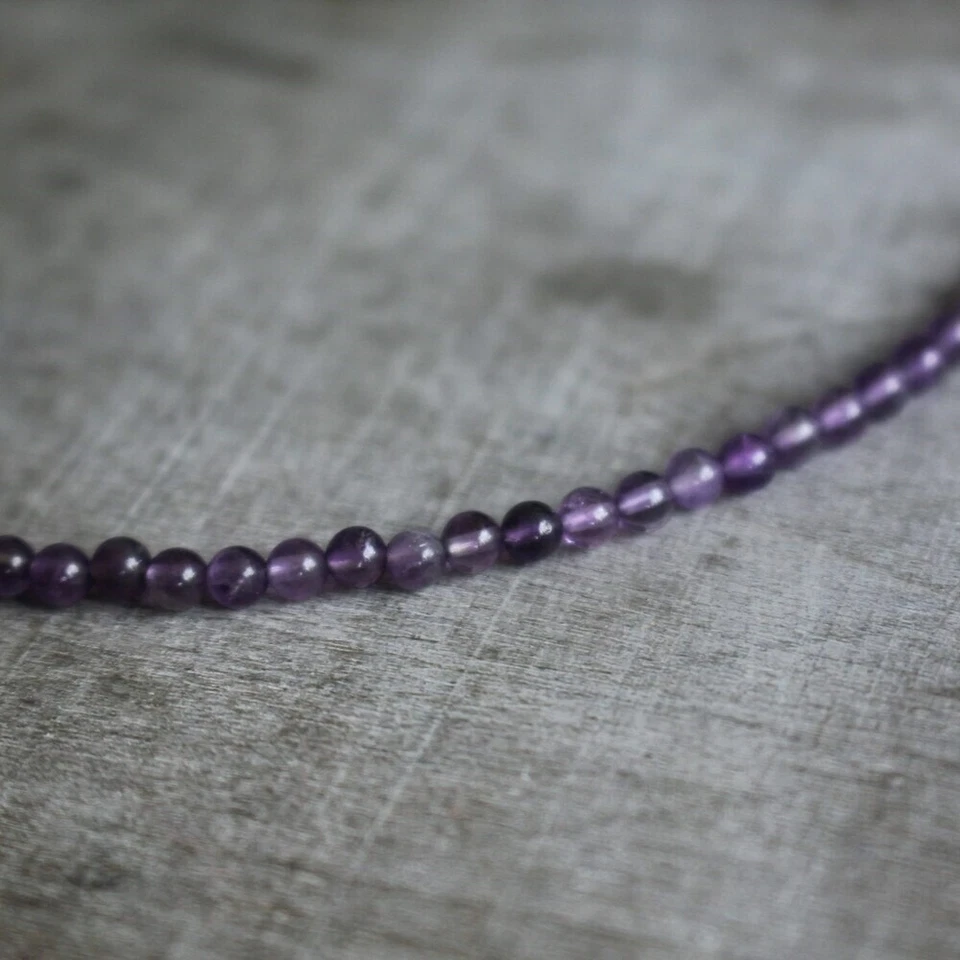 Natural Amethyst Beaded Necklace Purple Stone Choker Healing Crystal Necklace — 第 2/4 张图片