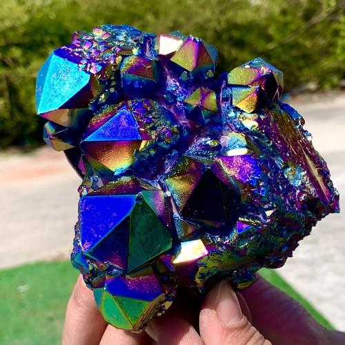 1.67LB Rainbow FLAME AURA Quartz Plating Titanium Crystal Cluster Healing - 第 17/24 張圖片