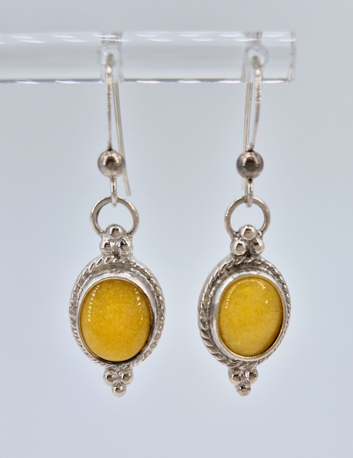 Fishhook Dangle Sterling Silver Earrings 925 Jasp… - image 1