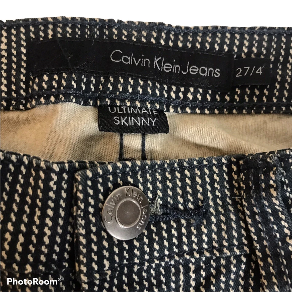 Pantalones CALVIN KLEIN para mujer 27/4 Ultimate ajustados con patrón de rayas de algodón elástico Foto 2 de 4