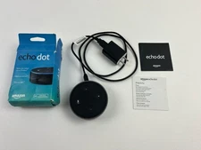 Amazon Echo Dot Black 2nd Gen + Cable + Power Supply RS03QR TESTED