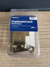 Homebase Cupboard Lock 64mm (2.5”) Polished Brass – Lock & Key – New