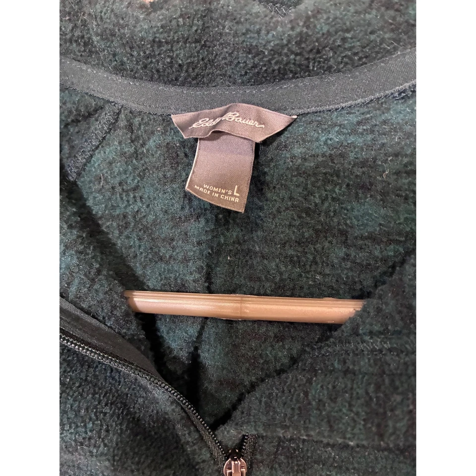 Suéter polar verde bosque Eddie Bauer para mujer manga larga cuarto cremallera grande Foto 3 de 4