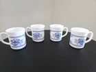 Vintage Arcopal France Honorine Milk Glass Coffee/Tea Mugs Circa 1970's Set Of 4