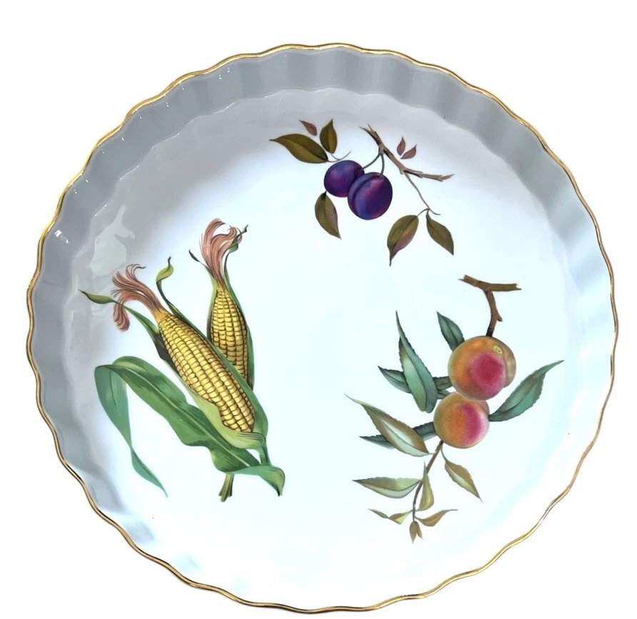 Royal Worcester Evesham Gold 13.5” Quiche England Oven Pan Dish Tart Pie Large
