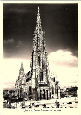 Vintage Postcard Ulm Germany Cathedral Munster Black White RPPC