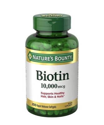 Nature's Bounty Biotin 10,000 mcg Softgels, Hair Skin Nails, 250 Ct LARGE BOTTLE