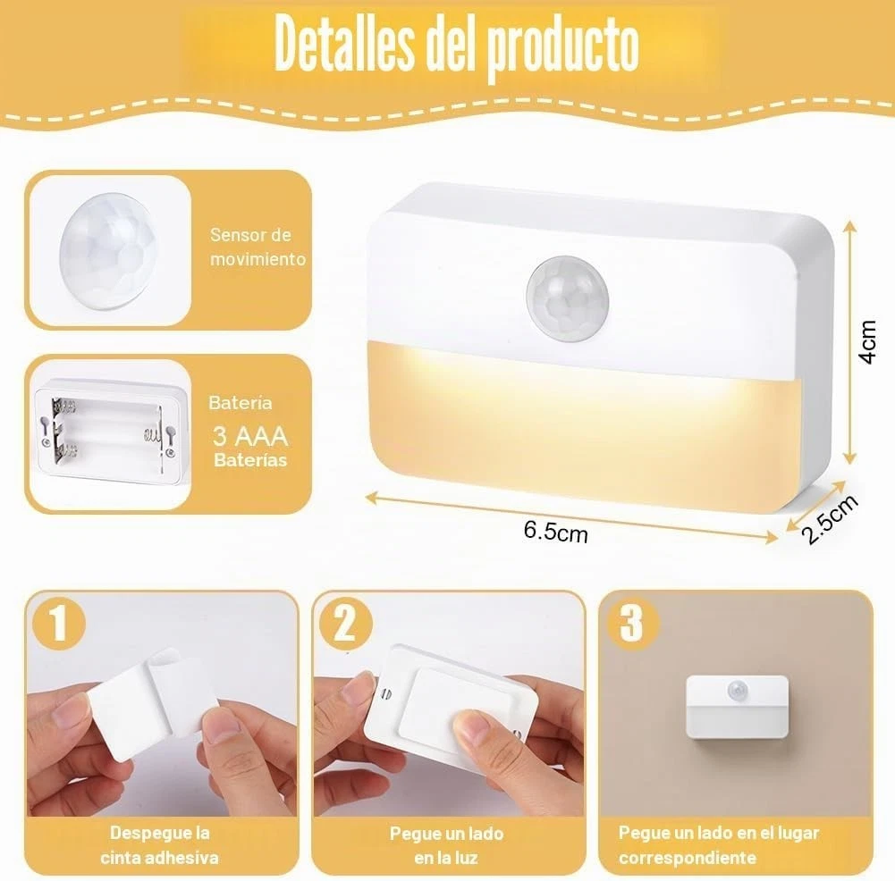 Luces Nocturnas LED con Sensor de Movimiento Enchufe Automático Interior