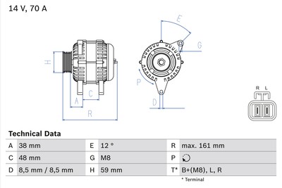 BOSCH 0 986 049 570 Generator for HYUNDAI KIA