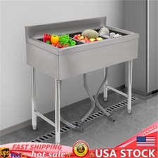 Kitchen Sink Stainless Steel Commercial 3 Compartment Utility Sink With Faucet