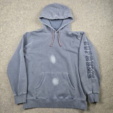 Supreme Hoodie Mens Large Blue Overdyed Sleeve Spellout Logo Streetwear Pullover