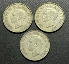 Canada 1945/46/49  50 Cents Silver Coins: Lot of 3 -ASW 0.9 oz-BSTK0124-141/143