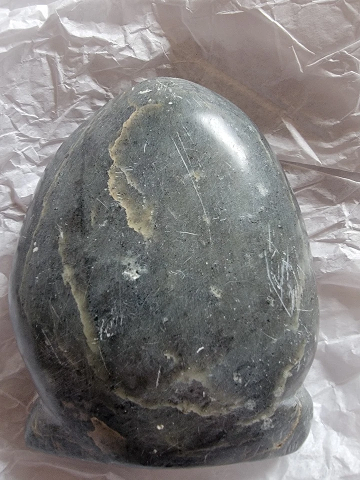 复古因纽特人爱斯基摩人雕刻皂石雕塑脸签名 3 x 4 加拿大 * 缺点 — 第 4/4 张图片