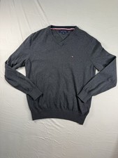 Tommy Hilfiger Men  s V  Neck Sweater   Medium   Charcoal Gray   classic fit