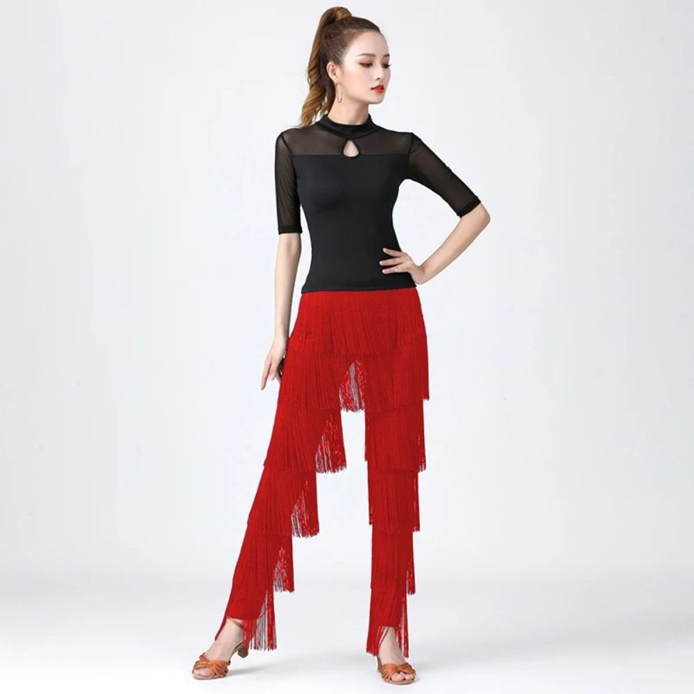 Dancing Ballroom Pants Tassel Performance Pants Party Latin Dance Pants