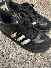 adidas Samba Indoor kids Soccer Shoes White/Black, Unisex Size 3 youth