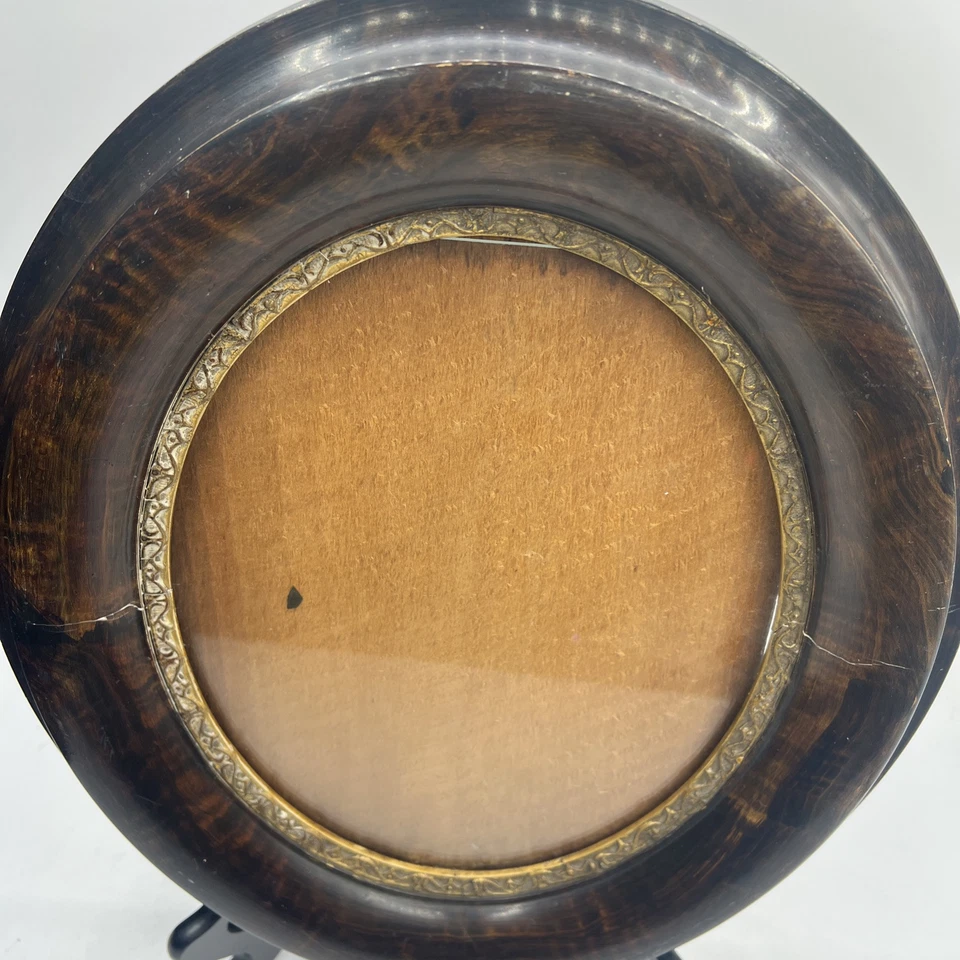 Antiguo marco de fotos de madera ovalado forro dorado dorado 12,25 x 14,25" rococó Foto 4 de 4