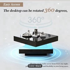 Modern Square Rotating Coffee Table With LED Light