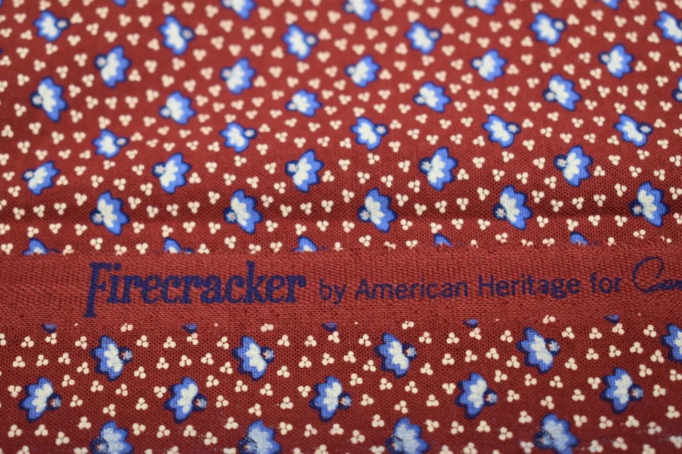 FIRECRACKER american heritage CONNECTING THREADS cotton fabric BURGUNDY BLUE - Image 2 of 4