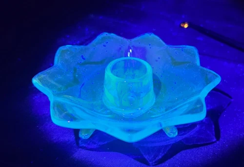 Fenton Colbalt Blue Glass Lotus Candle Holder