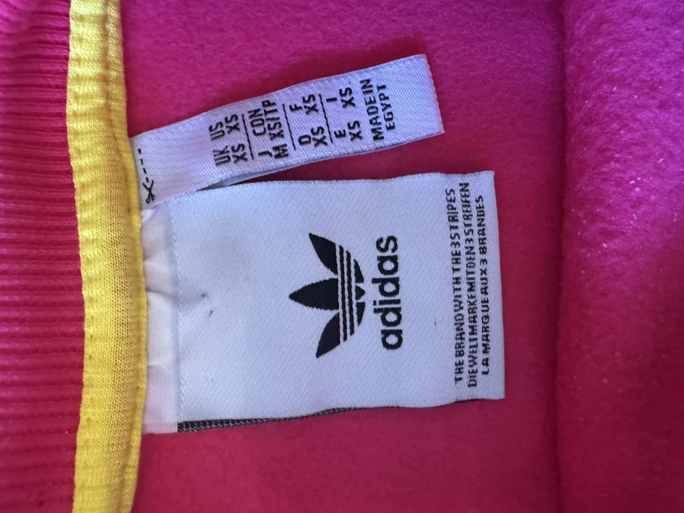 Adidas Kidcore Cropped Sweatshirt Pink with yellow and light blue SIZE  XS - Image 4 of 4